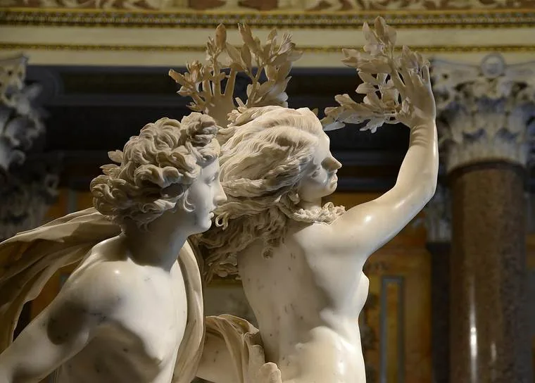 Bernini's Apollo and Daphne sculpture at the Borghese Gallery in Rome